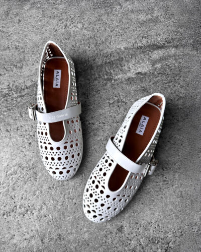 Alaia White Vienna Leather Ballet Flats Size 39