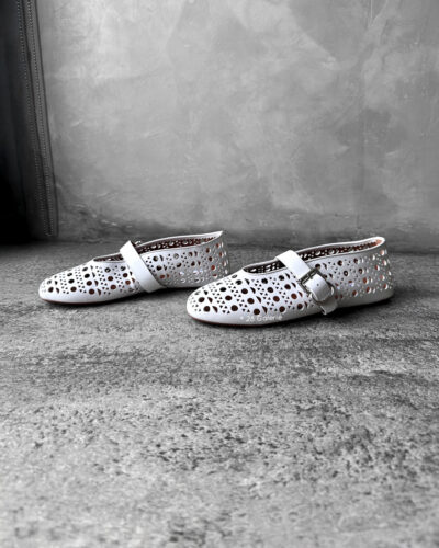 Alaia White Vienna Leather Ballet Flats Size 39