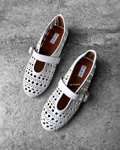 Alaia White Vienna Leather Ballet Flats Size 39