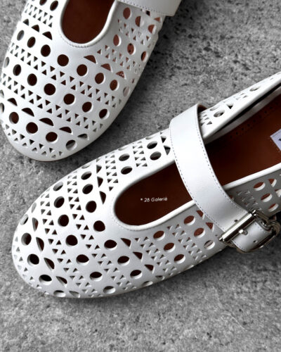 Alaia White Vienna Leather Ballet Flats Size 39