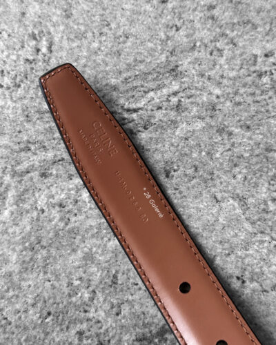 Celine Tan/rice Triomphe belt Reversible Gold Hardware S80