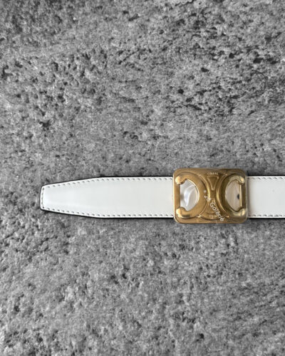 Celine Tan/rice Triomphe belt Reversible Gold Hardware S80