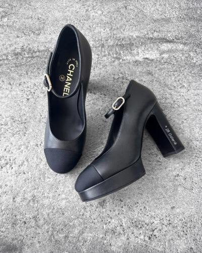 Chanel 35.5 Black Mary Janes Heels