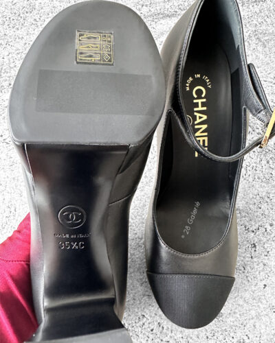 Chanel 35.5 Black Mary Janes Heels