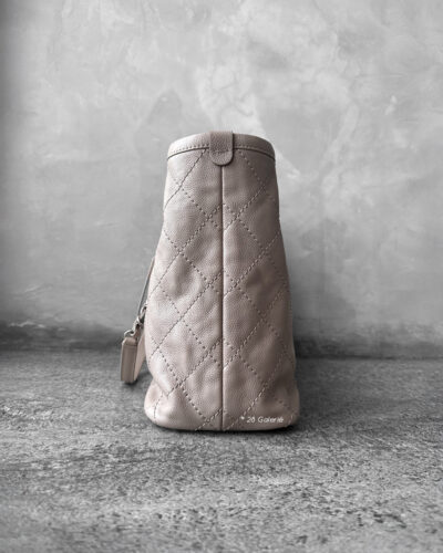 Chanel Beige Matelasse Wild Stitch Medium Tote Bag in Caviar Leather and Silver Hardware