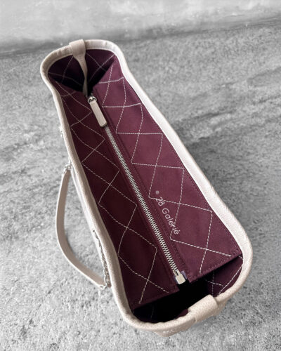 Chanel Beige Matelasse Wild Stitch Medium Tote Bag in Caviar Leather and Silver Hardware