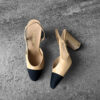 Chanel Beige/Black 3.5” heel Slingback size 36