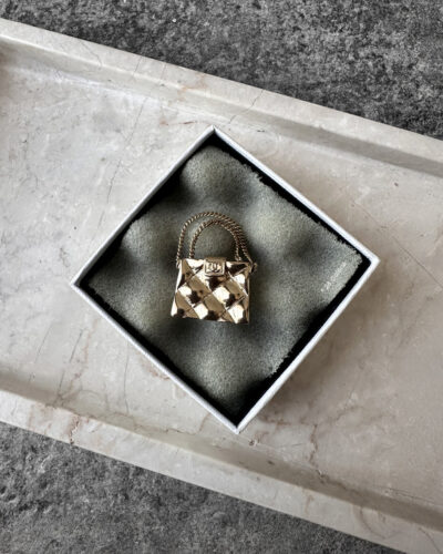 Chanel Gold CC Quilted Bag Pin Brooch