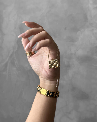 Chanel Gold CC Quilted Bag Pin Brooch