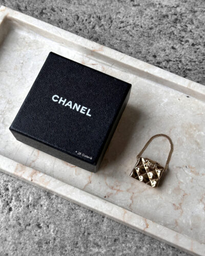 Chanel Gold CC Quilted Bag Pin Brooch