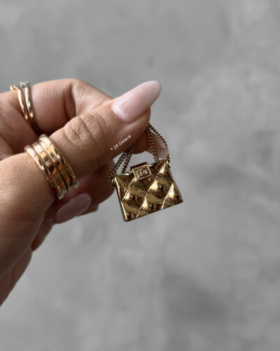 Chanel Gold CC Quilted Bag Pin Brooch