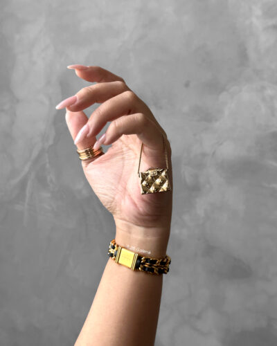 Chanel Gold CC Quilted Bag Pin Brooch