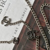 Chanel Silver and Black Logo Chain