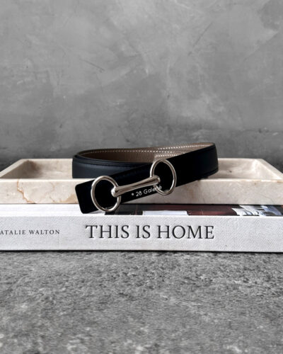 Hermes Heritage belt buckle & Reversible leather strap 24 mm palladium plated size 80