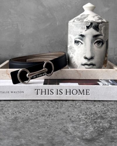 Hermes Heritage belt buckle & Reversible leather strap 24 mm palladium plated size 80