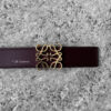 LOEWE Burgundy Anagram Reversible belt gold hardware S80