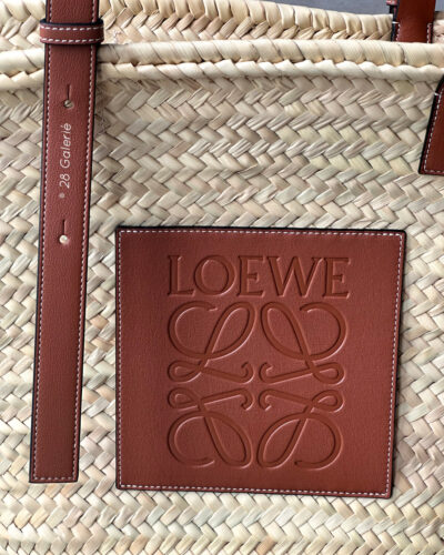 Loewe Natural/Tan Large Basket bag in palm leaf and calfskin