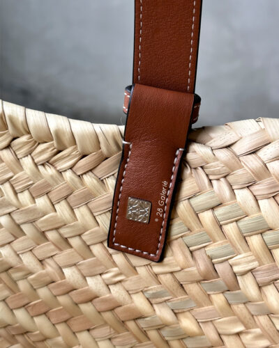 Loewe Natural/Tan Large Basket bag in palm leaf and calfskin