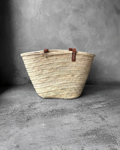 Loewe Natural/Tan Large Basket bag in palm leaf and calfskin
