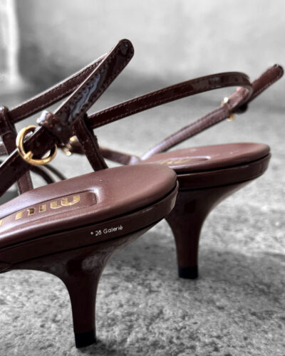 Miu miu Palissandro Vernice Strappy Leather Slingback Sandals size36