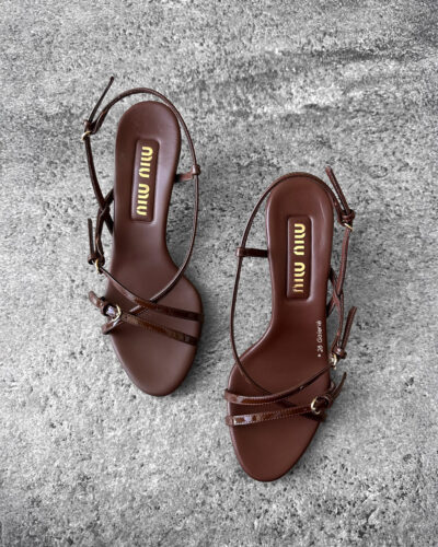 Miu miu Palissandro Vernice Strappy Leather Slingback Sandals size36