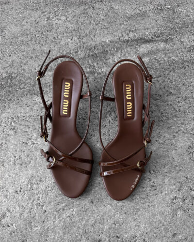 Miu miu Palissandro Vernice Strappy Leather Slingback Sandals size36