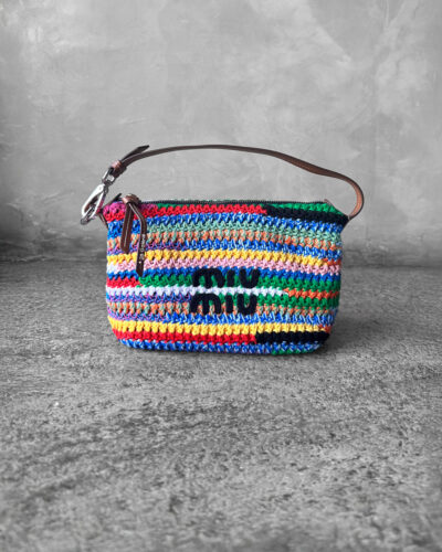 Miumiu Multicolor Crochet Pouch Silver Hardware