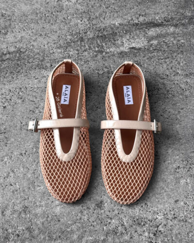 Alaia Nude Fishnet Ballerina Flats size 37