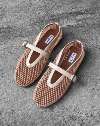 Alaia Nude Fishnet Ballerina Flats size 37