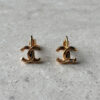 CHANEL VINTAGE GOLD PLATED INTERLOCKING CC EARRINGS