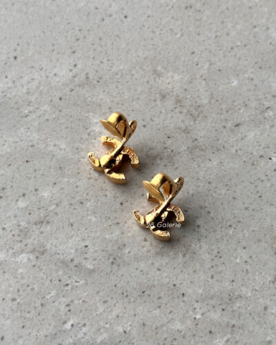 CHANEL VINTAGE GOLD PLATED INTERLOCKING CC EARRINGS