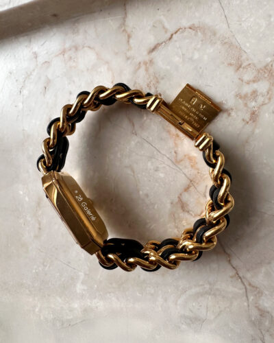 Chanel Premiere M Vintage Gold Plated and Black Leather Watch
