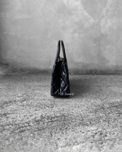 Chanel Small Kelly Shopping Bag in Black Shiny Calfskin and Gold Hardware