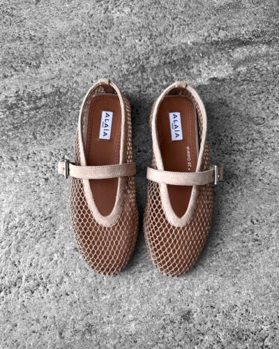 Alaïa Nude Suede Ballet Flats, size 37. Elegant and timeless design crafted in soft suede for versatile everyday wear.