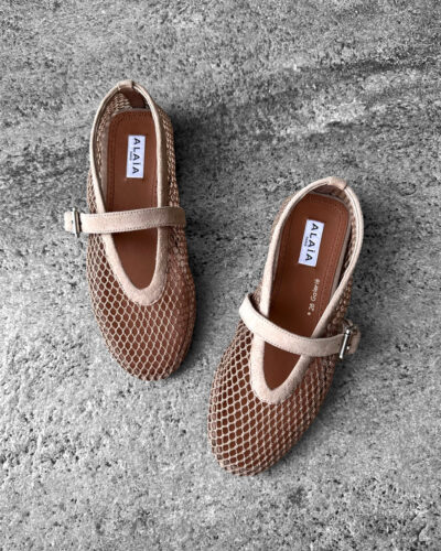 Alaïa Nude Suede Ballet Flats, size 37. Elegant and timeless design crafted in soft suede for versatile everyday wear.