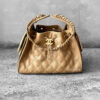 Small Dark Beige C25 Quilted Caviar and Aged Gold Tone Hardware