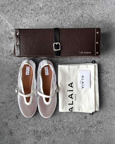 Alaïa White Mesh Ballet Flats, size 40 EU. A chic and breathable design combining elegance with everyday comfort.