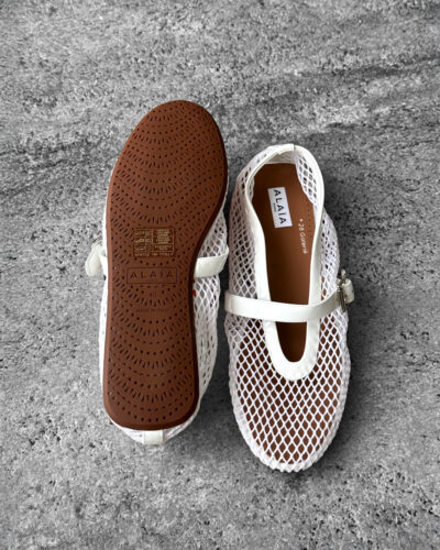Alaïa White Mesh Ballet Flats, size 40 EU. A chic and breathable design combining elegance with everyday comfort.