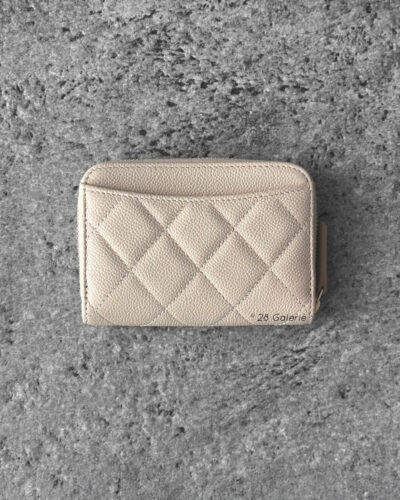 Chanel Beige Iridescent Quilted Caviar Zippy Wallet and Gold Hardware