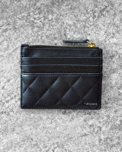 Chanel Black Zippy Card Holder Quilted Caviar and Gold Hardware