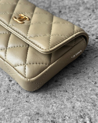 Chanel Light Green Enamel Coco Hearts Clutch with Chain Lambskin Leather and Gold Hardware