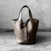 Hermes Etoupe Picotin Lock 18 Clemence Leather and Palladium Hardware