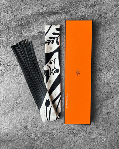 Hermes Bouquet Final Leather Fringe Twilly - Cream Black