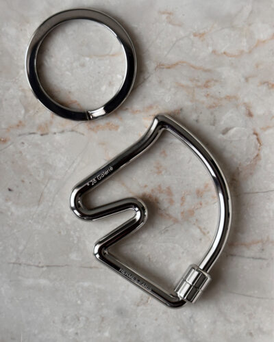 Hermes Cheval Key Ring in Silver Metal