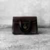 Hermes Ebene Halzan 25 Clemence Leather and Gold Hardware