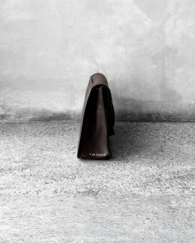 Hermes Ebene Halzan 25 Clemence Leather and Gold Hardware