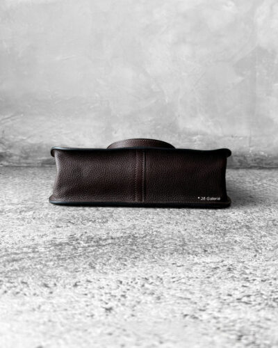 Hermes Ebene Halzan 25 Clemence Leather and Gold Hardware