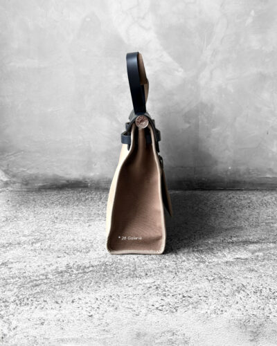 Hermes Herbag Mini Zip EtoupeBlue Indigo Toile Officier Palladium Hardware