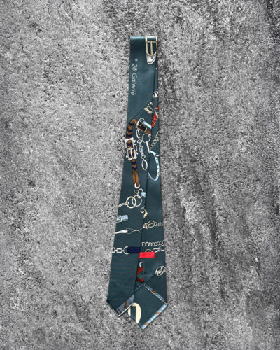 Hermes Les Chevaux Dechaines Tie - Ardoise CLair Corail Gris