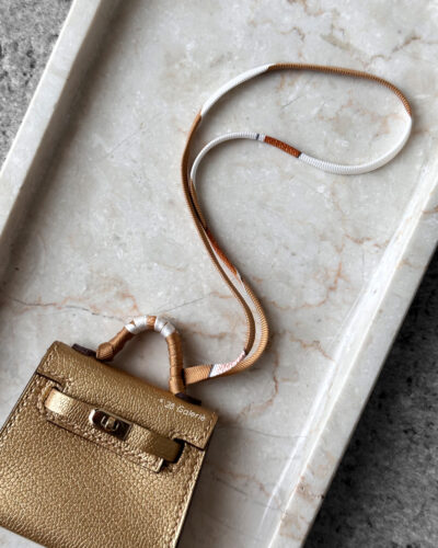 Hermes Mini kelly Twilly Bag Charm Dore Chevre Permabrass Hardware